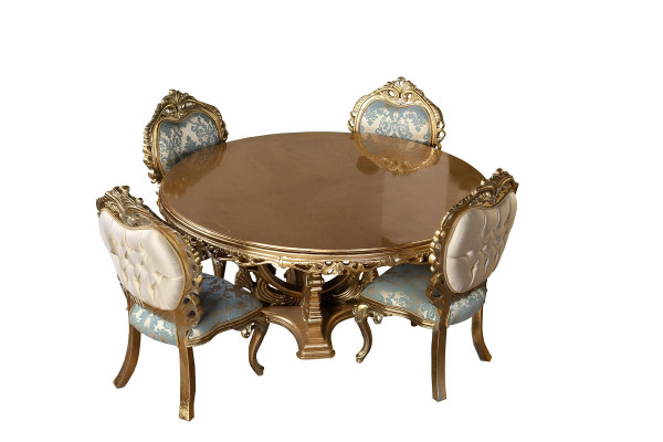 Gouden barok eettafel Ronde tafel Ronde eettafels Houten tafels 173cm