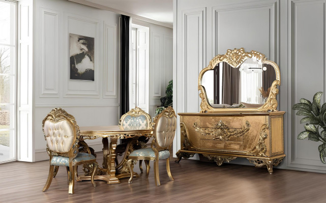 Gouden barok eettafel Ronde tafel Ronde eettafels Houten tafels 173cm