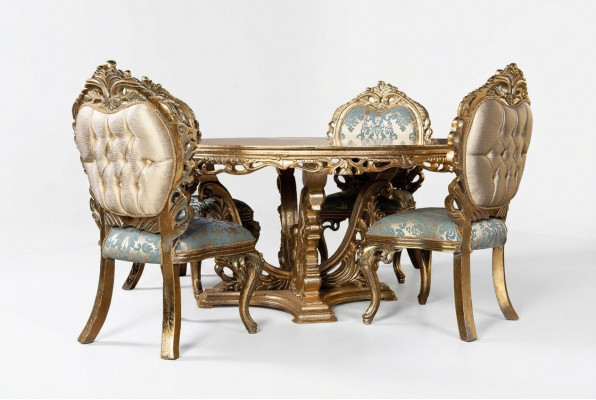 Gouden barok eettafel Ronde tafel Ronde eettafels Houten tafels 173cm