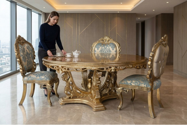 Compleet set eettafel + 4 stoelen eethoek set eetgroep tafel tabellen 5-delige
