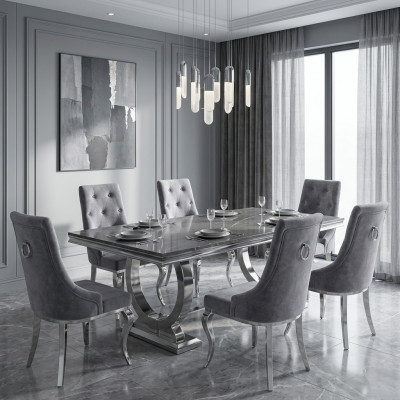 6x Stoel Chesterfield Designer Gestoffeerde Stoelen Zit Textiel Set Nieuw