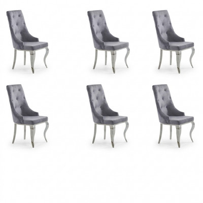 6x Stoel Chesterfield Designer Gestoffeerde Stoelen Zit Textiel Set Nieuw