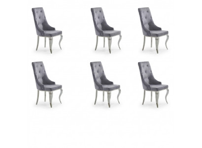 6x Stoel Chesterfield Designer Gestoffeerde Stoelen Zit Textiel Set Nieuw