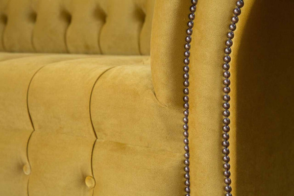 Eleganz Design Bank 4-Zitsbank Gestoffeerde Luxe Textiel Chesterfield Banken Geel