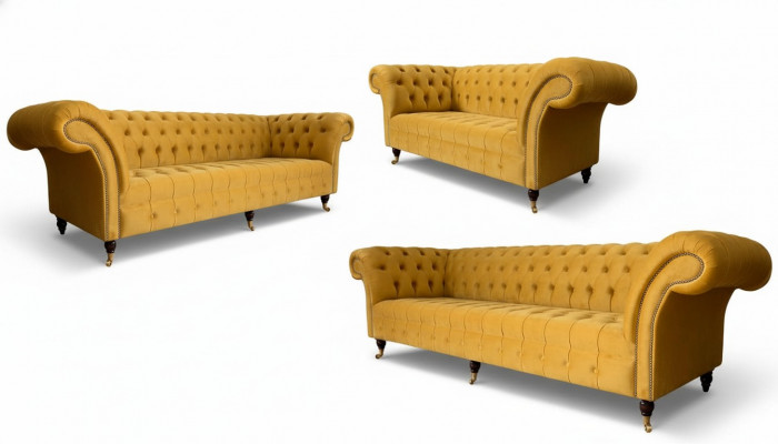Geel Chesterfieldbankstel Bank Bekleding Set Zithoek Compleet