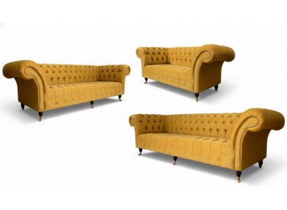 Geel Chesterfieldbankstel Bank Bekleding Set Zithoek Compleet