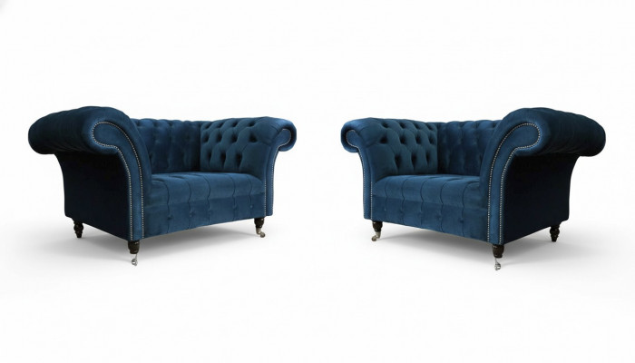 Fauteuil Chesterfield meubelset 2x éénzitter set luxueuze fauteuils banken 2 stuks.