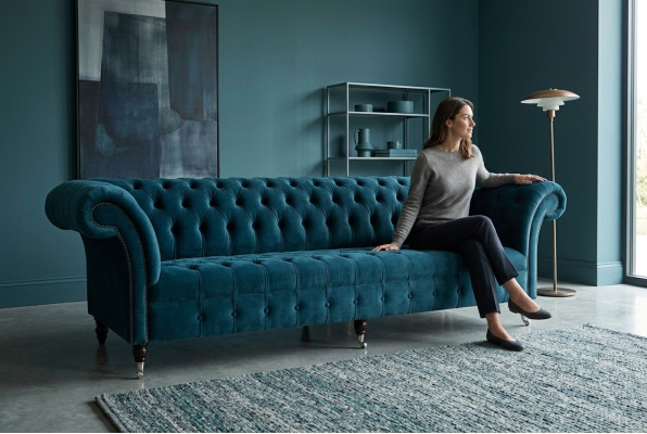 Designer Bankstel 3-Zits Chesterfield Gestoffeerde Bankstellen Zits Driepersoons Textiel