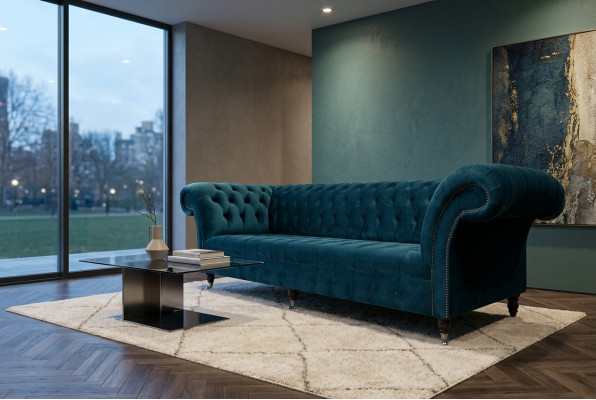 Designer Bankstel 3-Zits Chesterfield Gestoffeerde Bankstellen Zits Driepersoons Textiel