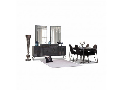 Luxe eetkamerset eettafel + 6x stoelen ontwerpset eetgroep meubels