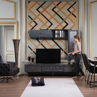 Luxe woonwand woonkamer dressoir RTV rek muurkast.