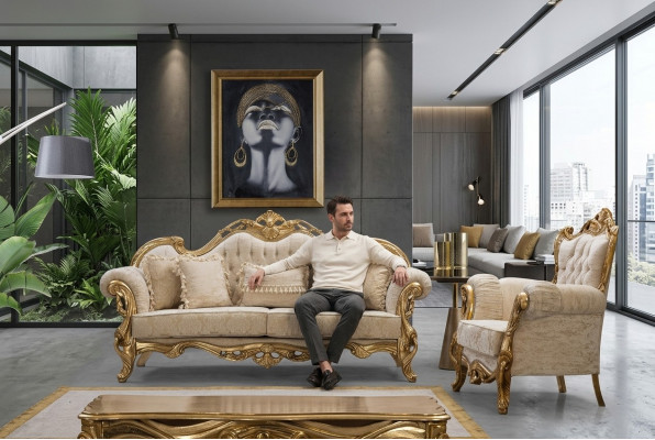 Bankstel 3-zitsbanken met salontafel Ontwerpers sofa's Woonkamer designmeubelen