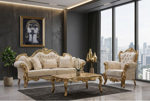Bankstel 3-zitsbanken met salontafel Ontwerpers sofa's Woonkamer designmeubelen
