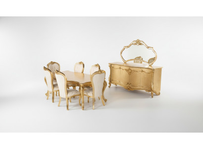Eetkamerset Tafel 6x Stoelen Dressoir Spiegel Eetgroep 9-delig