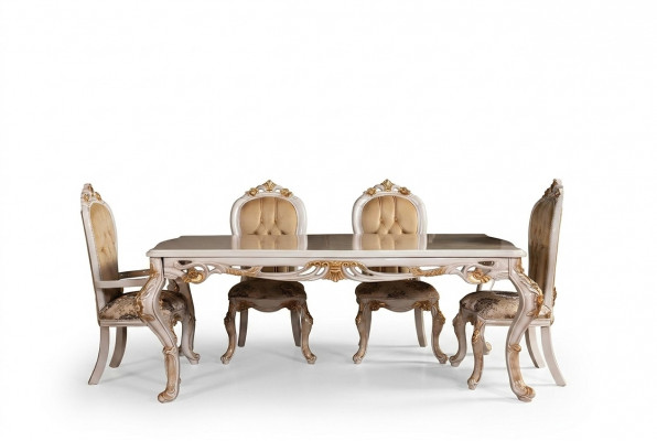 Eettafelset eetkamertafel stoel set 4x stoel hout 5-delig