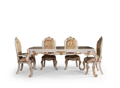 Eettafelset eetkamertafel stoel set 4x stoel hout 5-delig