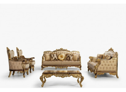 Gouden bankstel in barok en rococo stijl. Compleet 5-delige set bankstel. Nieuw.