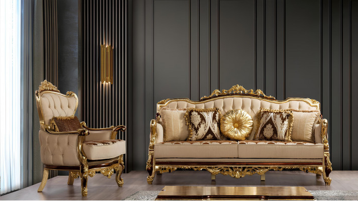 Sofagarnitur Bank Barok Rococo Bankstellen Textiel Chesterfield Bank Tafel 3-dlg.