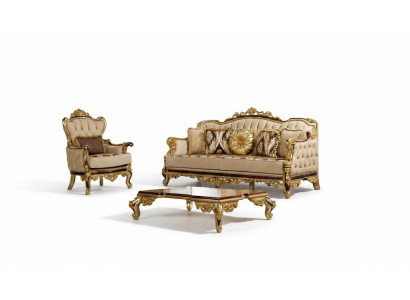 Sofagarnitur Bank Barok Rococo Bankstellen Textiel Chesterfield Bank Tafel 3-dlg.
