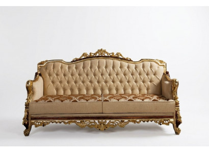 Chesterfield bank Barok driezits meubel bank banken stof goud.