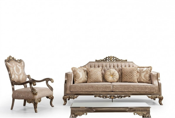 Chesterfield bankstel met salontafel, 5-delig bankstel, gestoffeerde meubels.