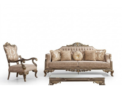 Chesterfield bankstel met salontafel, 5-delig bankstel, gestoffeerde meubels.
