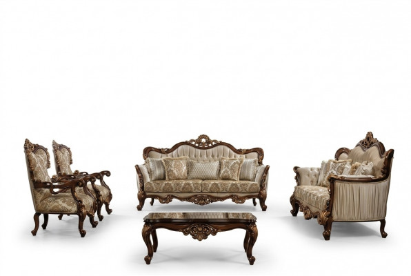 Chesterfield bankstel met salontafel, bankstel bekleding 5-delige set.