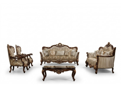 Chesterfield bankstel met salontafel, bankstel bekleding 5-delige set.