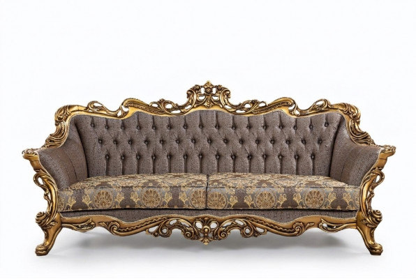 Klassieke Chesterfield bank Driezits Gouden frame Bankstellen