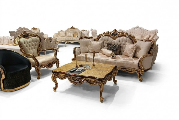Klassieke woonkamer bankstel bekleding 3-delig 3+1 + salontafel voor uw huis.