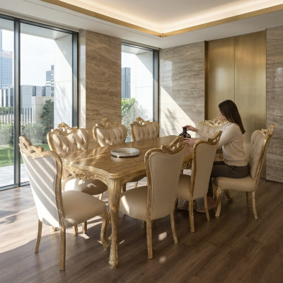 Eetkamer set tafel met 8x leunstoelen zitgarnituur kussens banken set