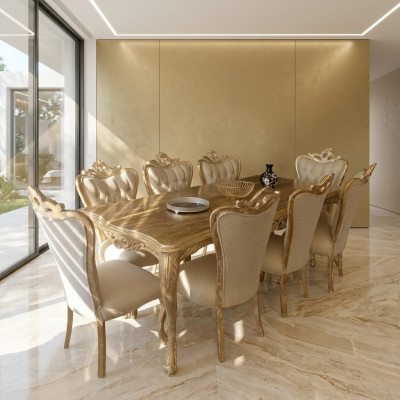 Eetkamer set tafel met 8x leunstoelen zitgarnituur kussens banken set