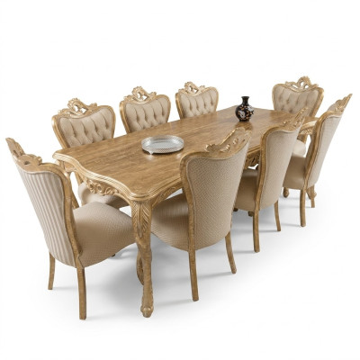 Eetkamer set tafel met 8x leunstoelen zitgarnituur kussens banken set