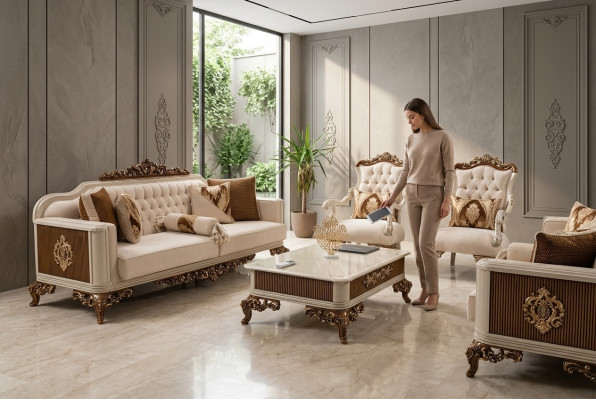 Klassieke bankstel 4-delig. Set 311 zit + salontafel bank Barok Rococo