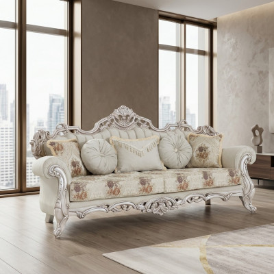 Luxe driezitsbank gestoffeerde meubels fluweel barok rococo 3-zits bank.