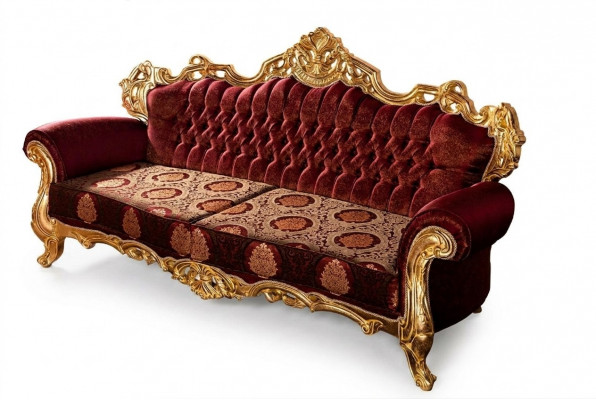 Luxe driezitsbank gestoffeerde meubels fluweel barok rood 3-zitsbank nieuw