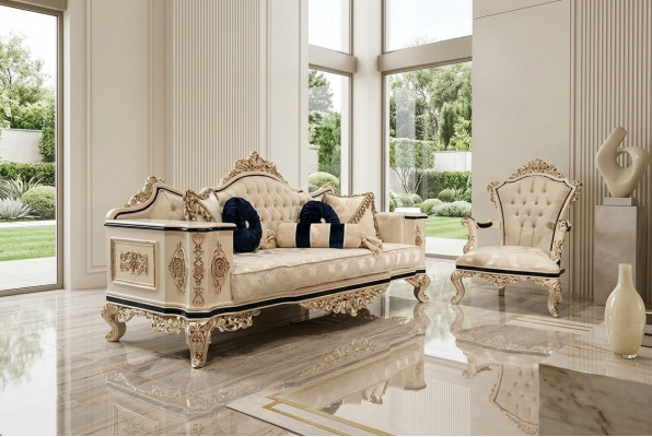 Chesterfield bankstel set 3+1 Luxe 2-delige Stoffen Bank Woonkamer