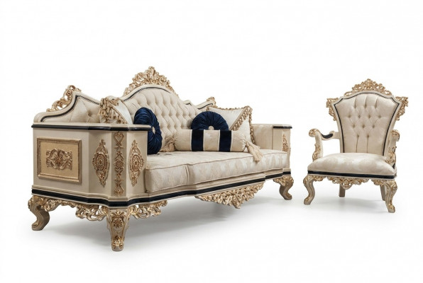 Chesterfield bankstel set 3+1 Luxe 2-delige Stoffen Bank Woonkamer