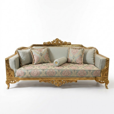 Klassieke driezitsbank Barok Beige 3-zitsbank Bankstellen Meubels Sofa's