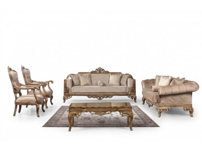 Barok woonkamer meubelset bank bank sofa beklede salon tafel 5-delig.