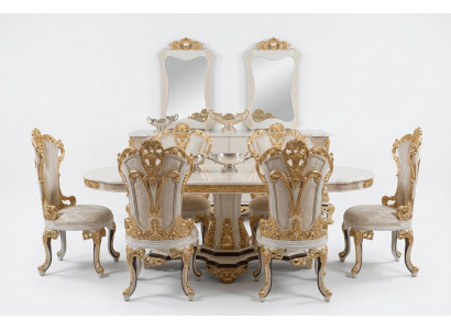 Luxe bankmeubels Eettafel Barok eethoek Set Tafel + 6x Stoel