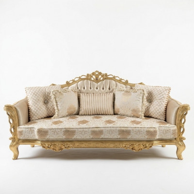 Chesterfield Bank Barok Bank Hout Fluweel Driezits Klassieke Bankstellen Meubels