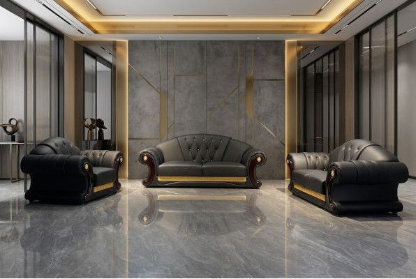 Lederen bankstel 3-dlg. Set bankstel bankgroep meubels woonkamer