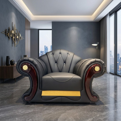 Luxe fauteuil Chesterfield, eenzitter bank meubels inrichting bankstel 1-zits
