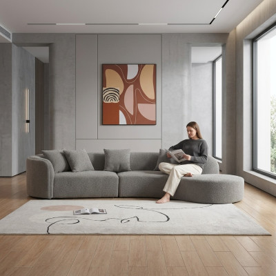 Grijze vijfzits luxe bank Groot woongebied Moderne meubels Nieuw