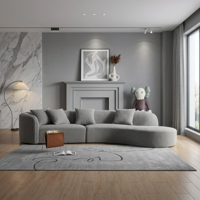 Grijze vijfzits luxe bank Groot woongebied Moderne meubels Nieuw