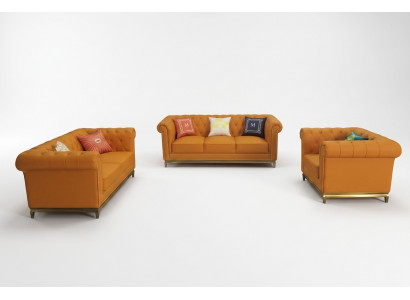 Chesterfield woonkamer bankstel bankstel Luxe set 3+2+1 Oranje Nieuw -> Chesterfield woonkamer bankstel bankstel Luxe set 3+2+1 Oranje Nieuw