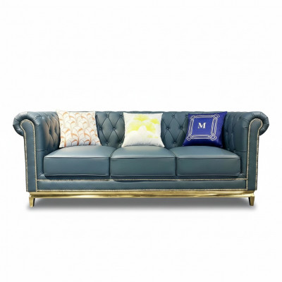 Chesterfield bank Bank meubels Driezitsbanken Stof Roestvrijstalen frame