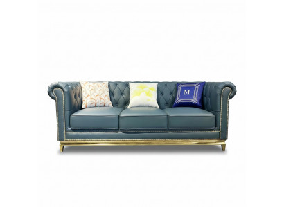 Chesterfield bank Bank meubels Driezitsbanken Stof Roestvrijstalen frame