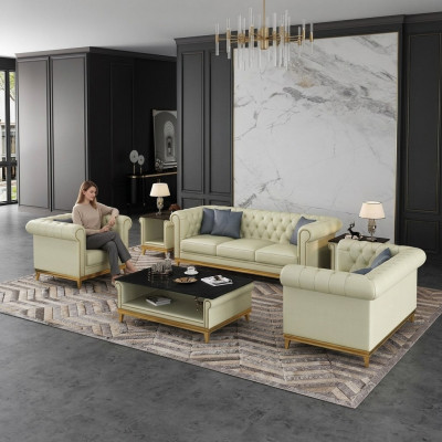 Chesterfield bankstel bank bekleding meubelset 3+2+1 leren bankstel 3 delig  Chesterfield bankstel bankbekleding meubelset 3+2+1 leren bankstel 3-delig